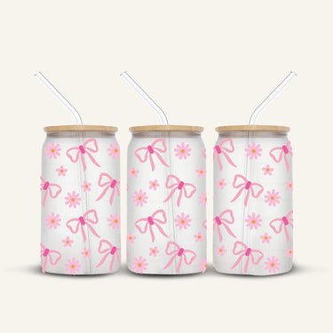 Pink Bows Glass Cup #3